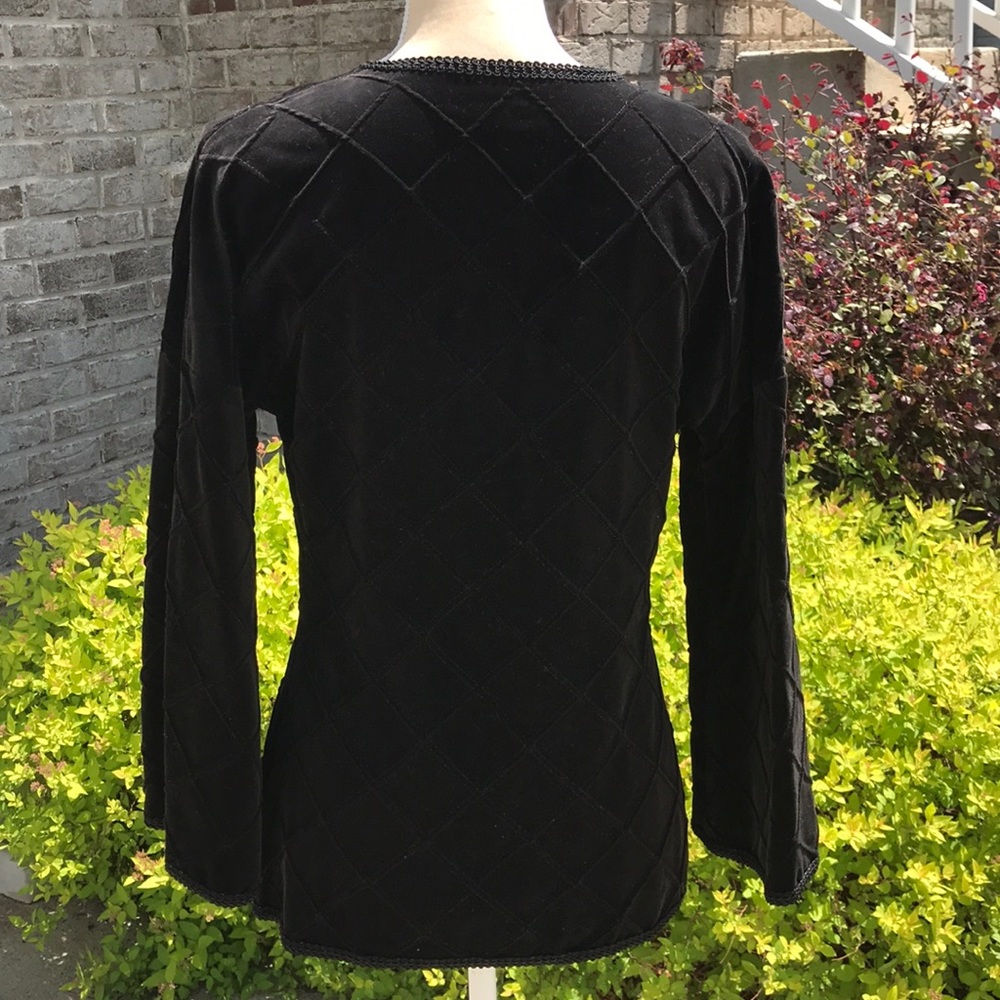 1970's Patty Woodard Quilted Black Velvet Jacket - Picture 4 of 8